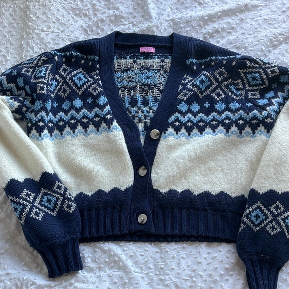 miami Sweaters - Francesca’s Blue & White Cardigan